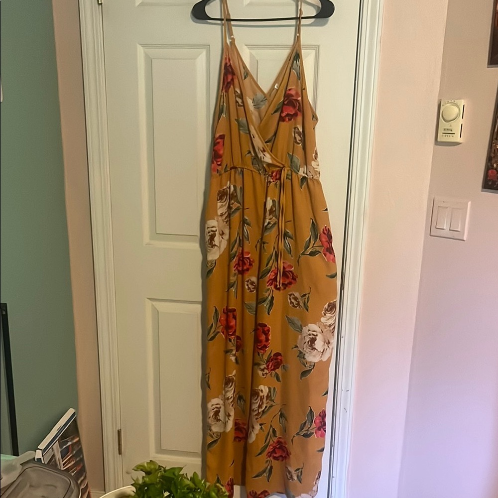 Xhilaration Yellow Gold Maxi Jumpsuit Sleeveless